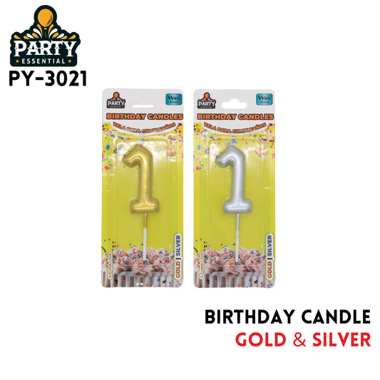 Gold&Silver Birthday Candle #1