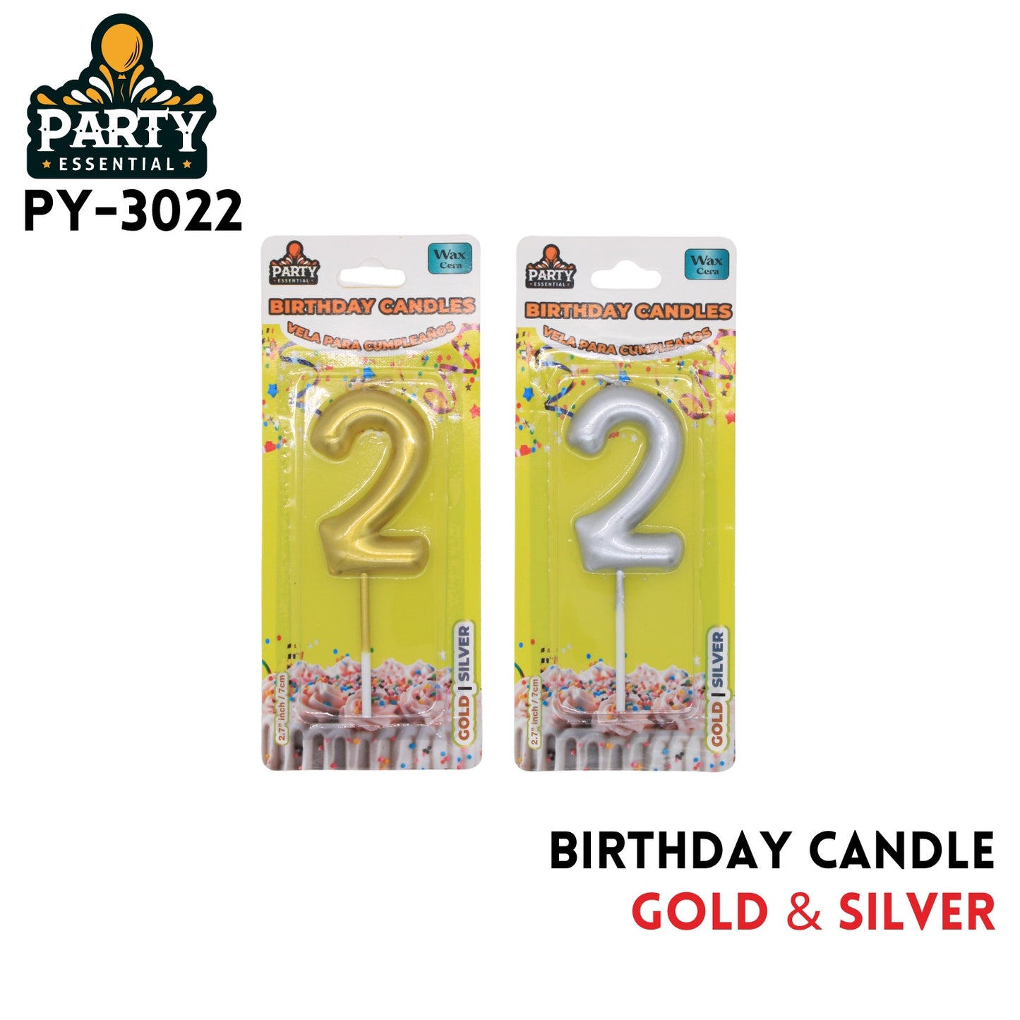 Gold&Silver Birthday Candle #2
