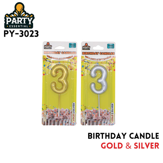 Gold&Silver Birthday Candle #3