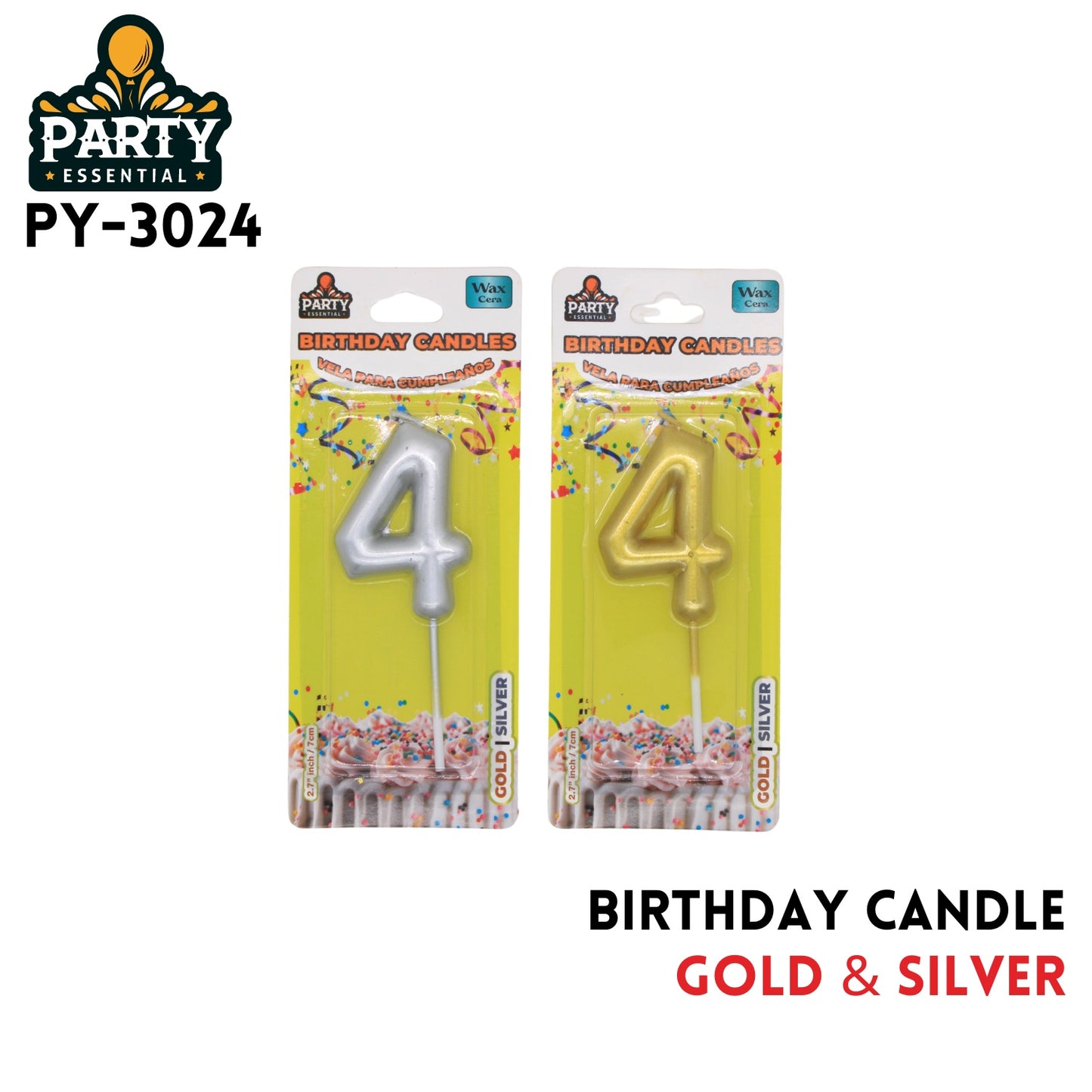 Gold&Silver Birthday Candle #4