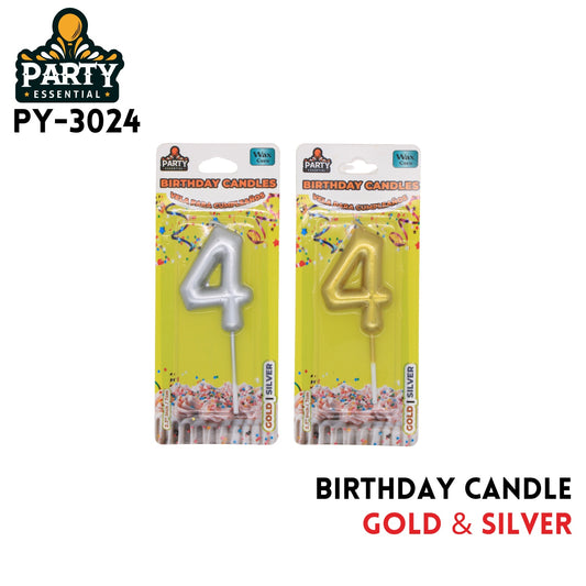 Gold&Silver Birthday Candle #4