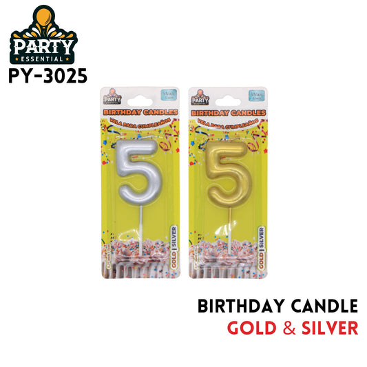 Gold&Silver Birthday Candle #5