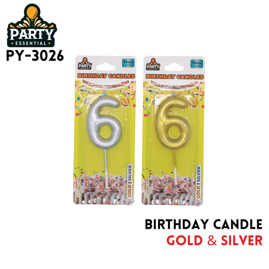 Gold&Silver Birthday Candle #6