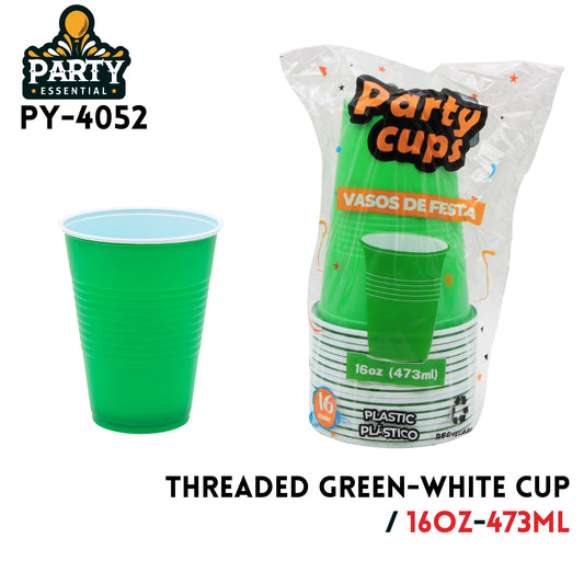 16pcs 16oz Threaded Green Cup, PP