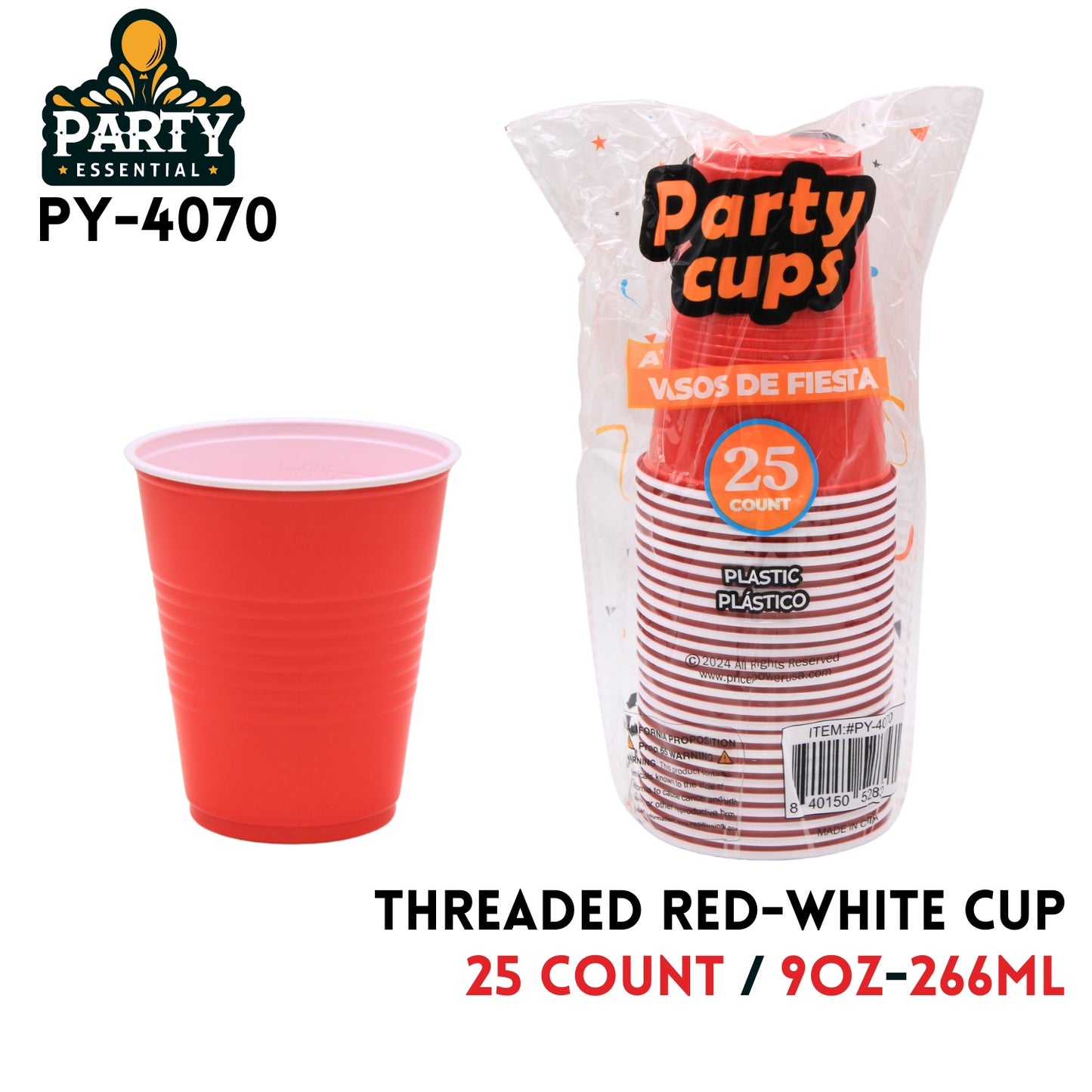 25pcs 9oz Threaded Red Cup