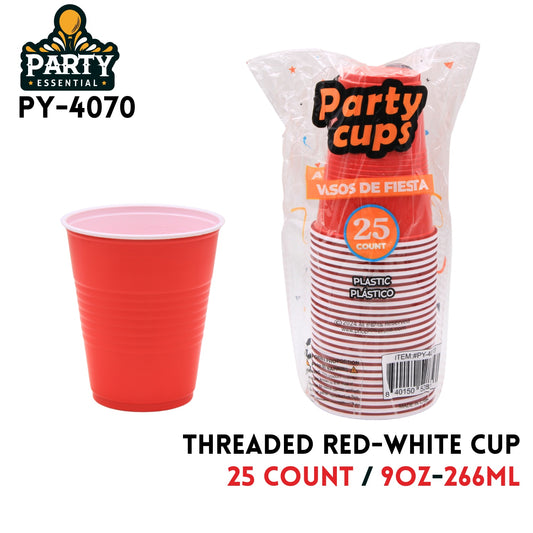 25pcs 9oz Threaded Red Cup