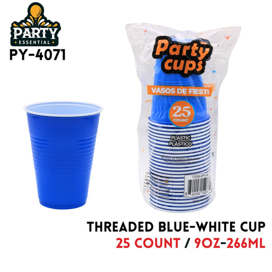 25pcs 9oz Threaded  Blue Cup