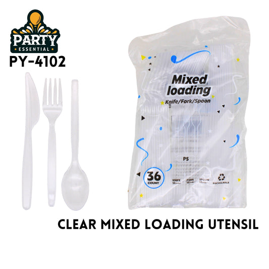 36pcs Plastic Transparent Knife Fork & Spoon