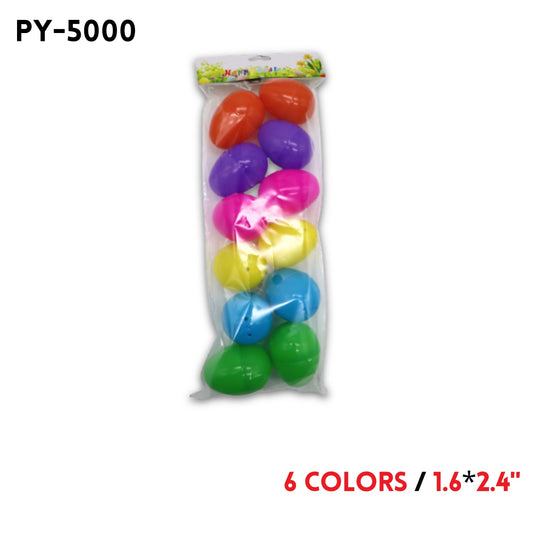 12PCS Plastic Easter Eggs, 1.6"*2.4", 5 colors