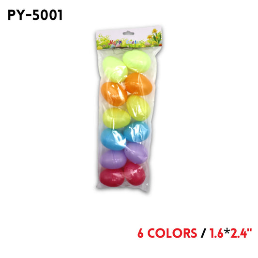12PCS Plastic Easter Eggs, 1.6"*2.4", 5 colors
