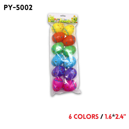 12PCS Plastic Easter Eggs,1.6"*2.4", 6 colors