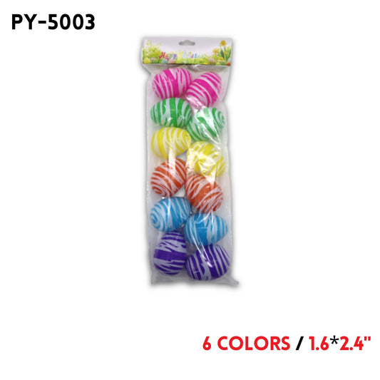 12PCS Plastic Easter Eggs,1.6"*2.4", 6 colors