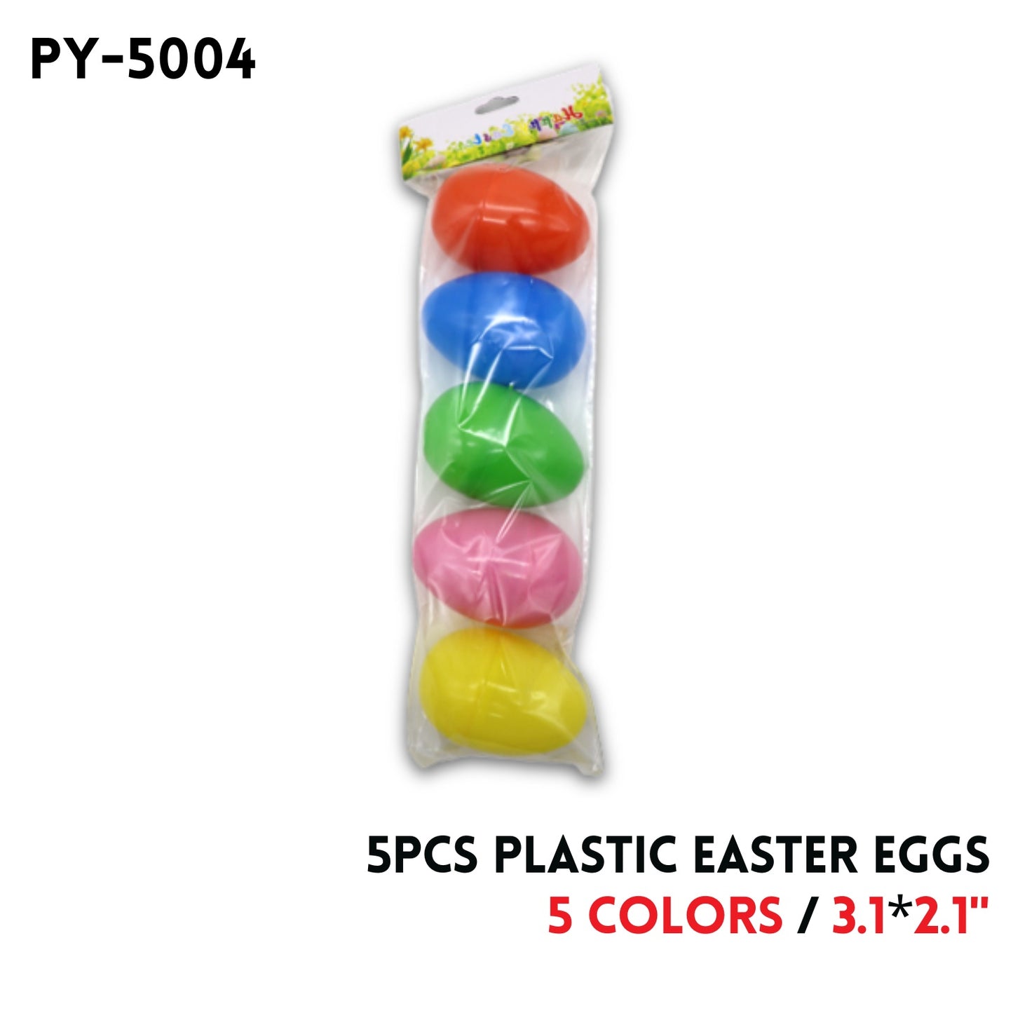 5PCS Plastic Easter Eggs,3.1"*2.1", 5 colors