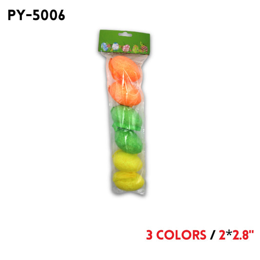 6PCS Foam Easter Eggs,2"*2.8", 3 colors