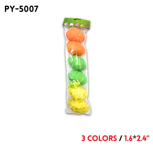 6PCS Foam Easter Eggs,1.6"*2.4", 3 colors