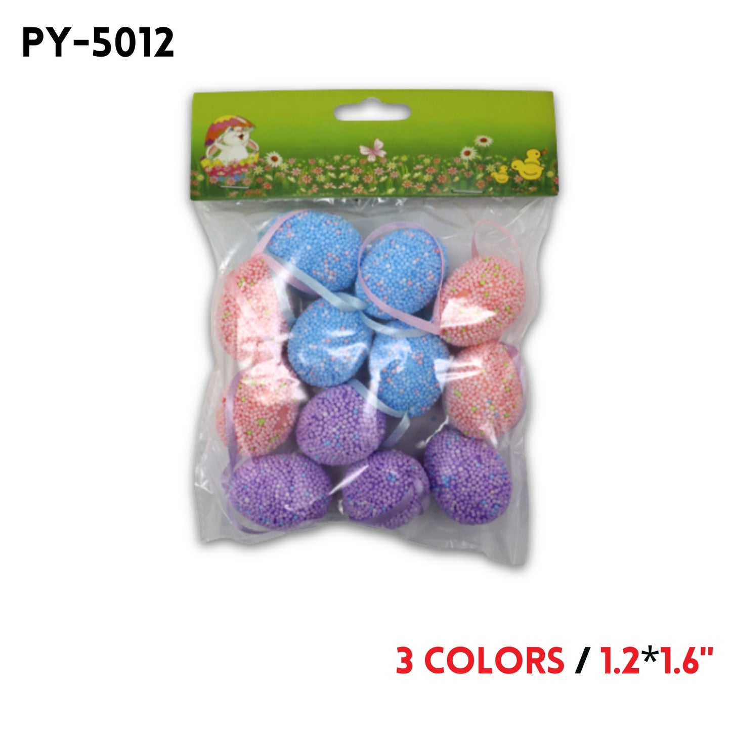 12PCS Foam Easter Eggs,1.2"*1.6", 3 colors
