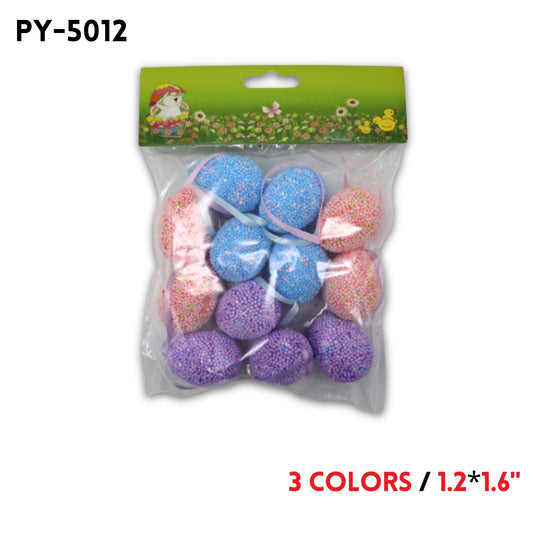12PCS Foam Easter Eggs,1.2"*1.6", 3 colors