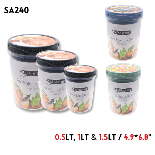 Style Box Deep 3 Piece Set (0.5 L + 1 L + 1.5 L)
