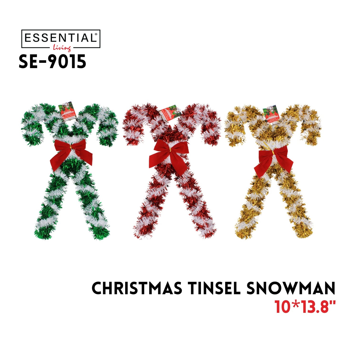 Christmas Tinsel Double Candy Cane, 10"x13.8", PET+PP