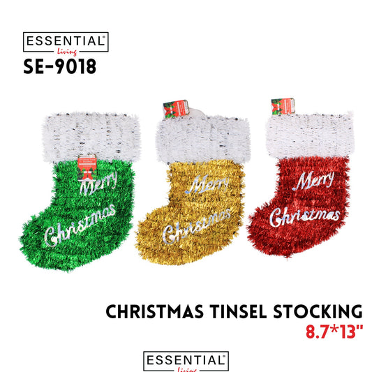 Christmas Tinsel Stocking 8.7"x13",PET+PP