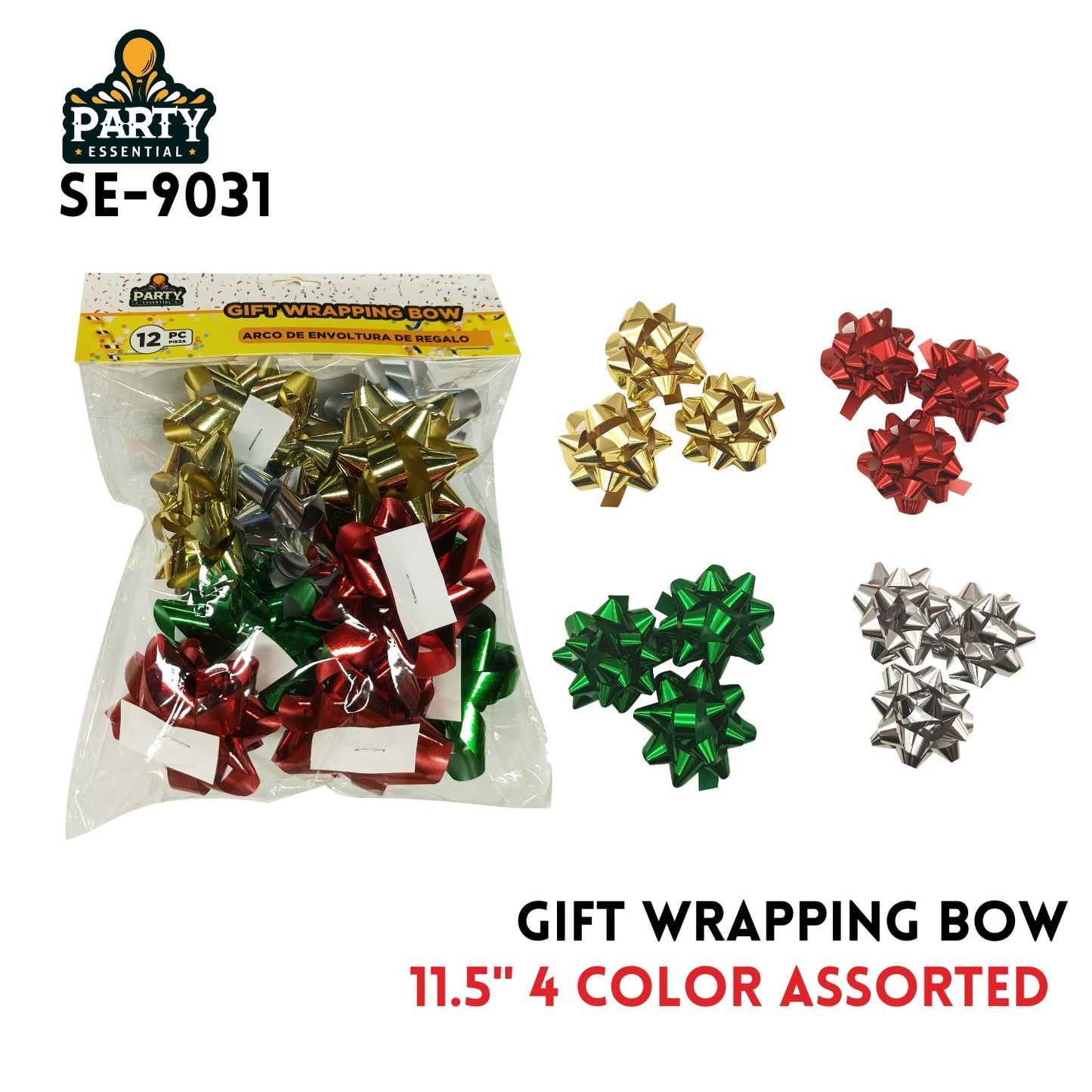 Xmas Mini Bow,12ct. 2" Metallic