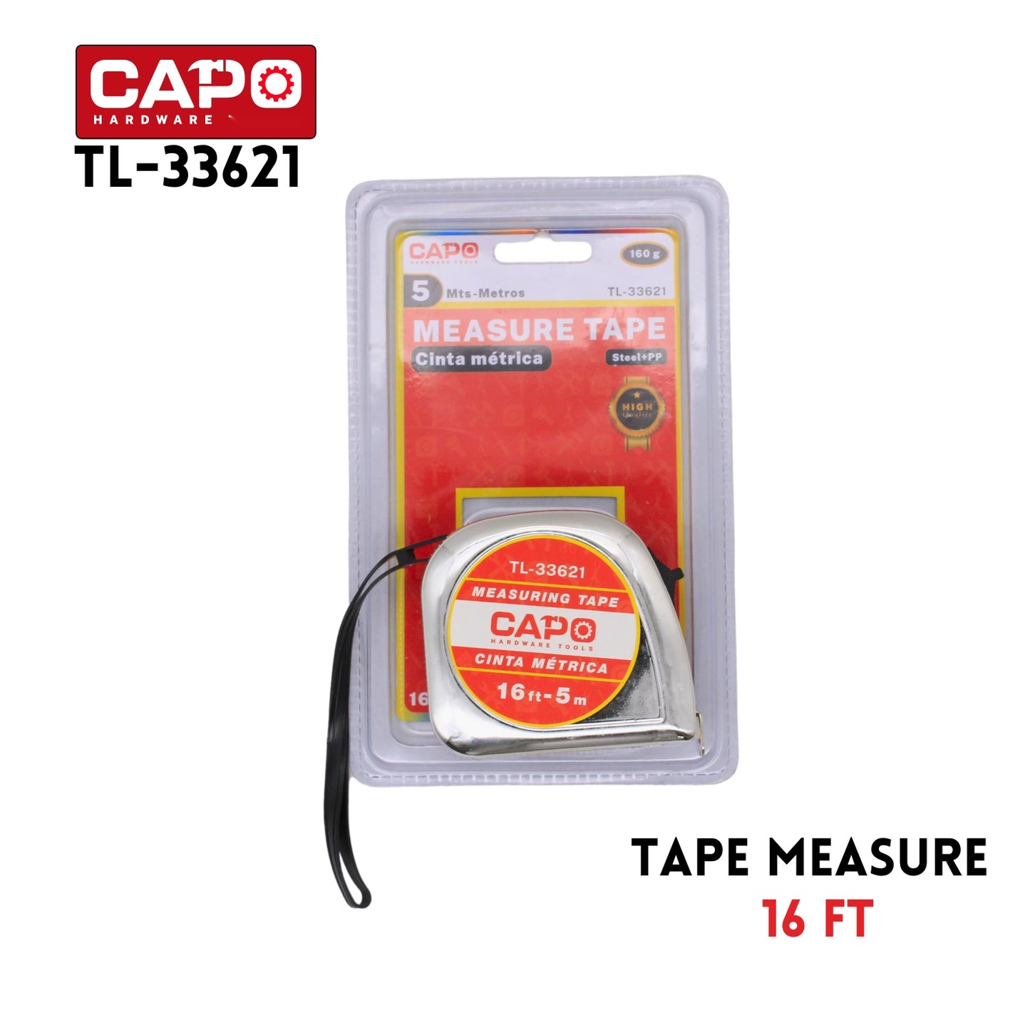 16ft - 5M Tape Measure, 5mx19mm,160g