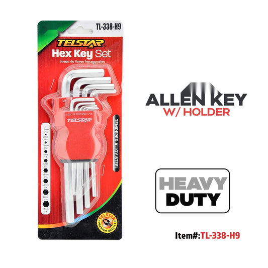 Allen Key Wrench 9pc Set W/Holder