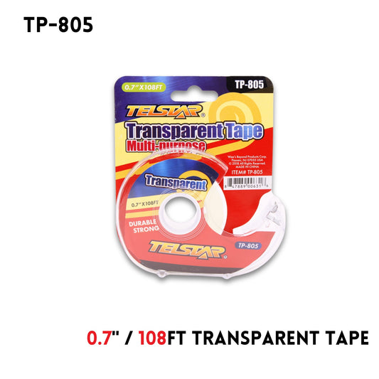 Stationary Transparent Tape 108 ft w/Dispenser