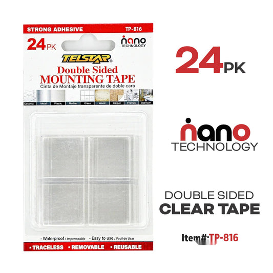 24pk Double Sided Clear Mointing Tape Squares, 24x25.4x25.4m