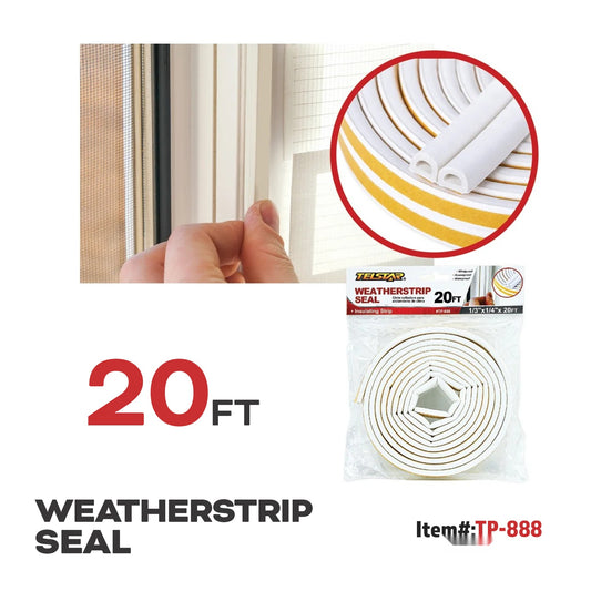Weatherstrip Seal, size: 1/3"x1/4"x19.6ft