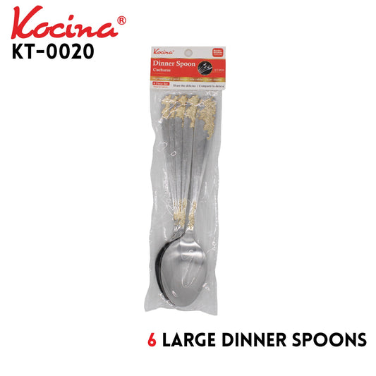 6pcs Dinner Spoon, Large, Gilded