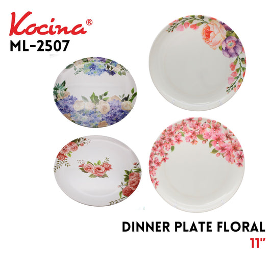 11" Dinner Plate Floral, 4 Assorted Designs
