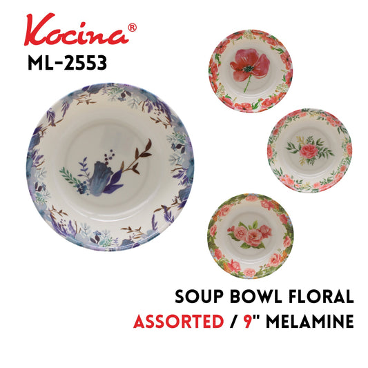 9" Soup Bowl  Floral, 4 Assorted Designs