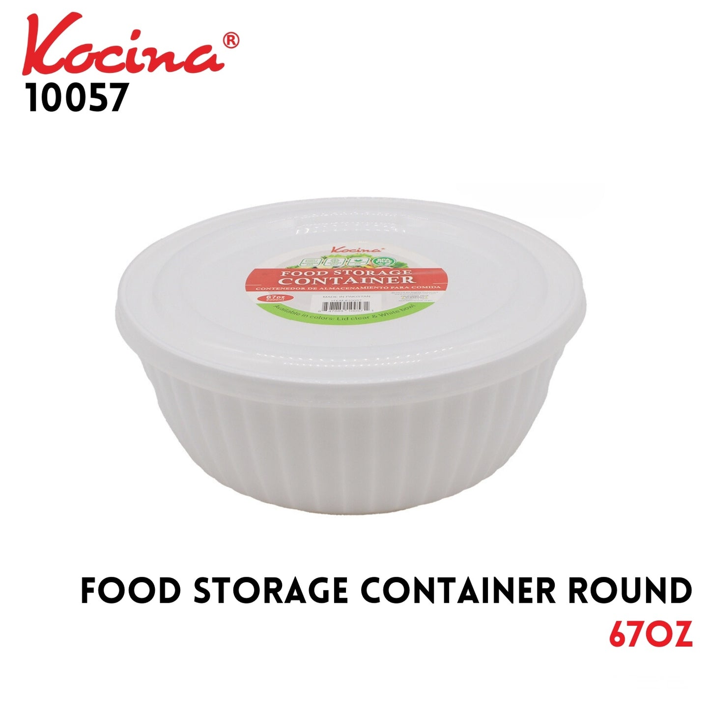 67 oz Food Storage Container Round White