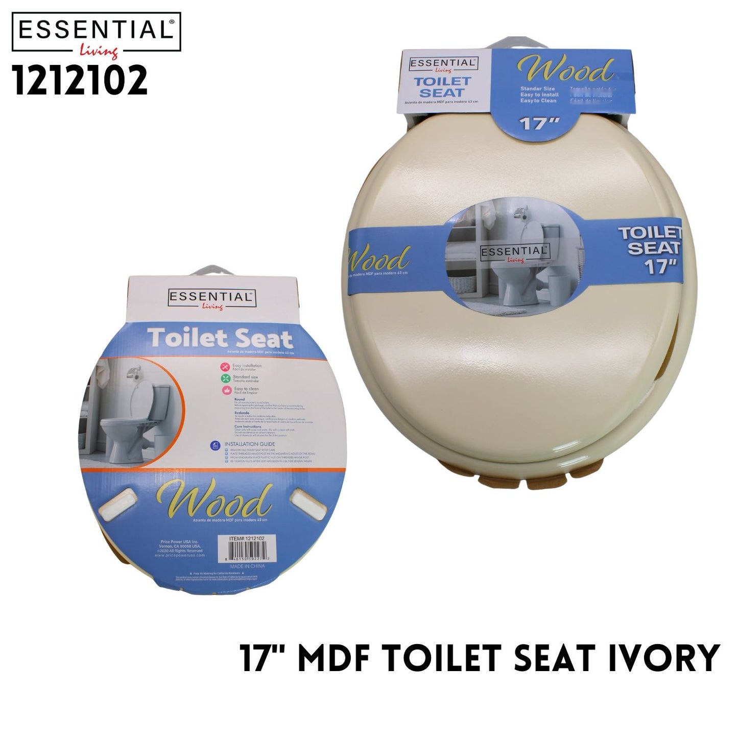 17" MDF Toilet Seat Ivory