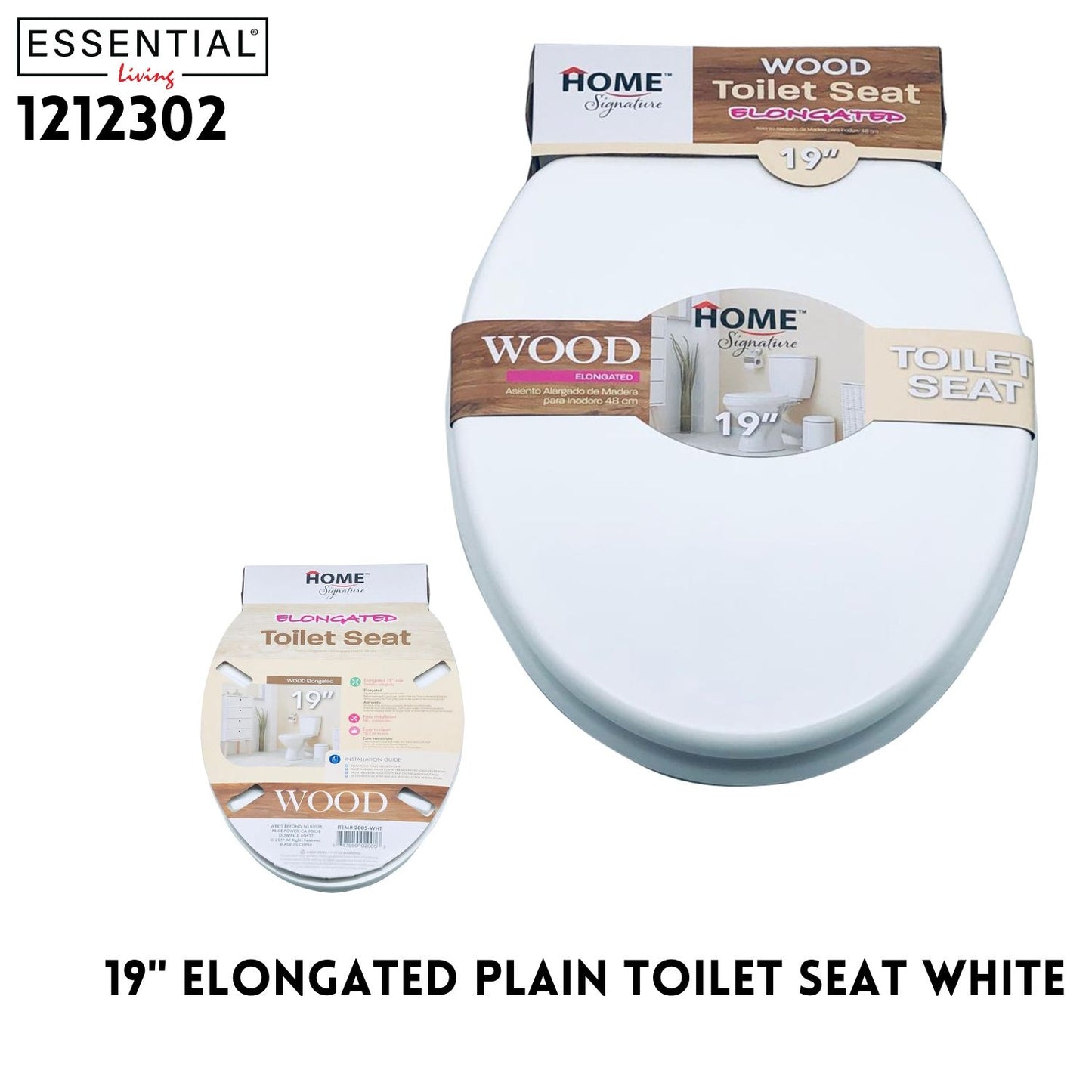 19" Enlonger Plain Toilet Seat  White