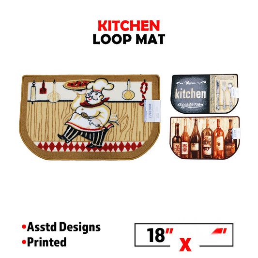 18 x 30" Printed Kitchen Loop Mat - Assorted (M2)