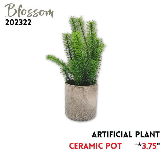 Artificial plant 12x 3.75" ceramic pot