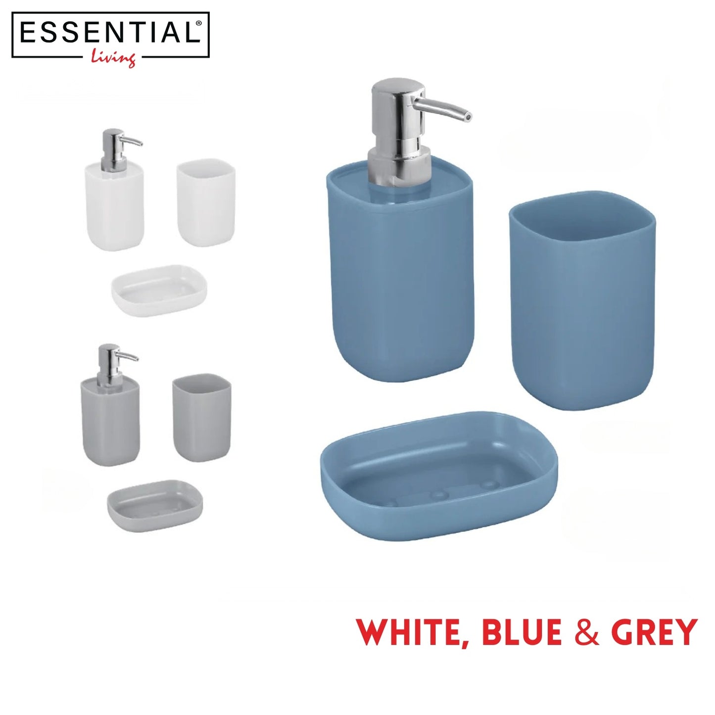 Plastic Bathroom Accessories, 3Pcs/Set, 3 Clrs Asst