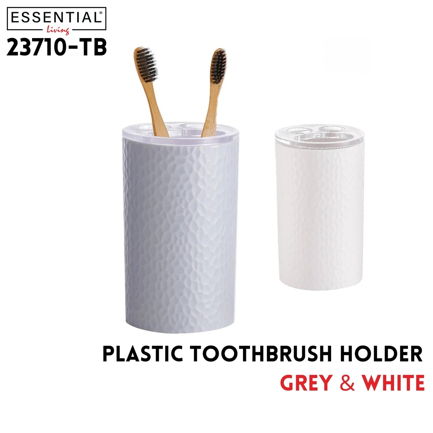 Plastic Toothbrush Holder, 2 Clrs Asst: Grey&White
