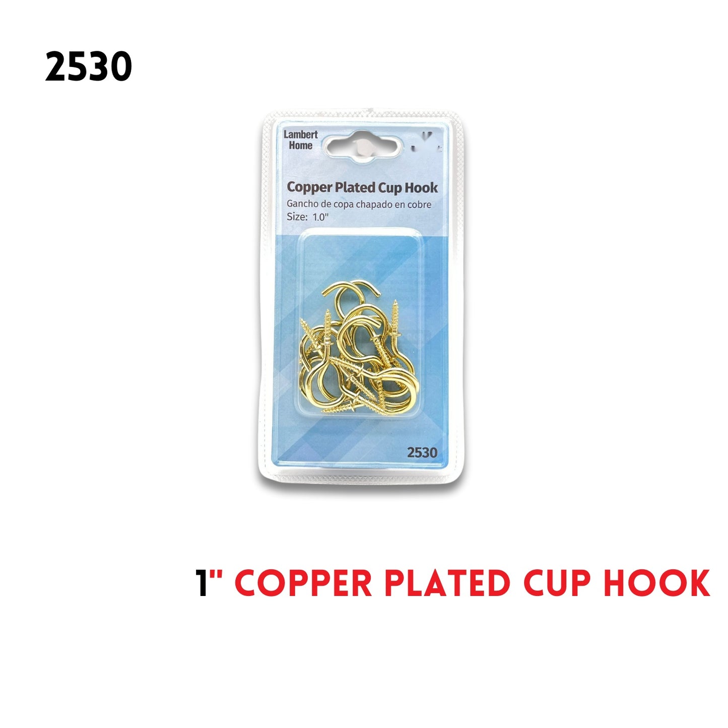 1" Copper Plated Cup Hook 12Pcs Pack