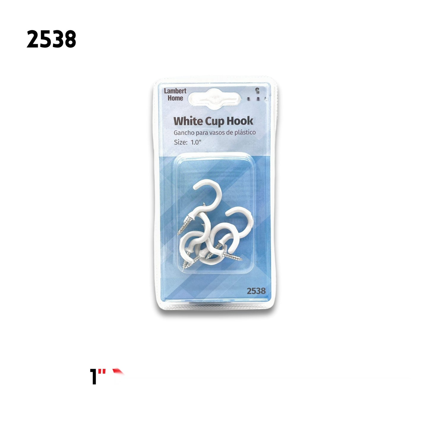 1" White Cup Hooks 6Pcs Pack