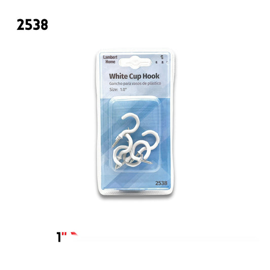 1" White Cup Hooks 6Pcs Pack