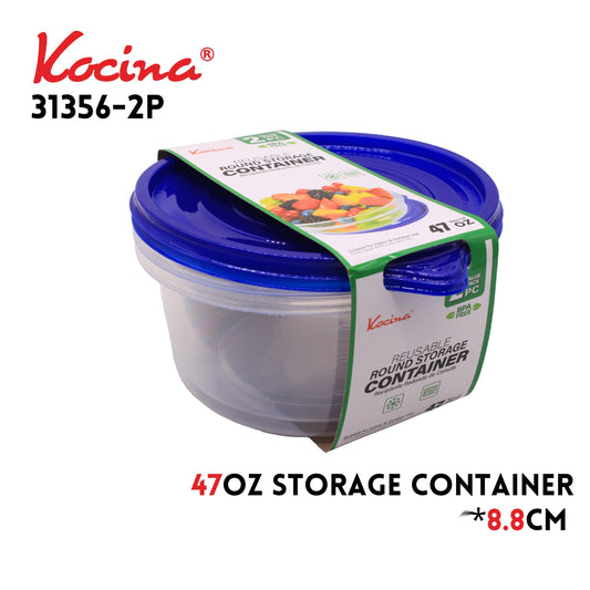 2 pk 1420ml Round Storage Container 18.5*8.8CM 45G