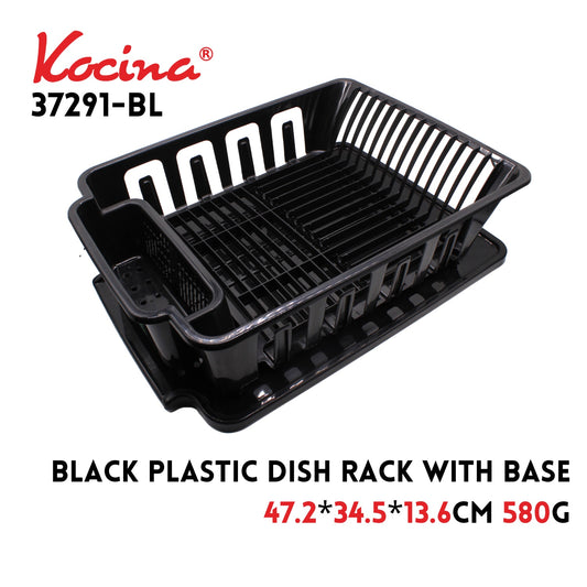 Black Plastic Dish Rack with Base 47.2*34.5*13.6CM 580G