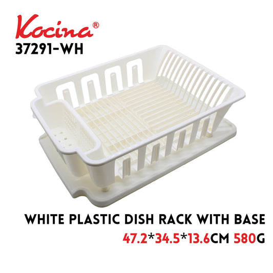 White Plastic Dish Rack with Base  47.2*34.5*13.6CM 580G