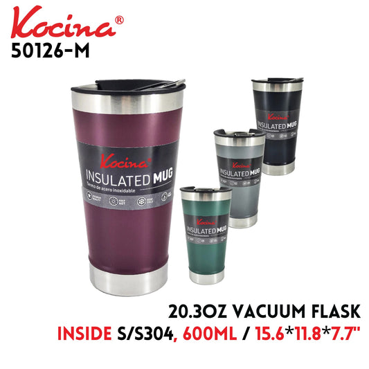 20.3oz Vacuum Flask, inside S/S304, 600ml,15.6"x11.8"x7.7",