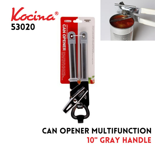 S/S Can Opener Multifuntion 9" Gray Handle