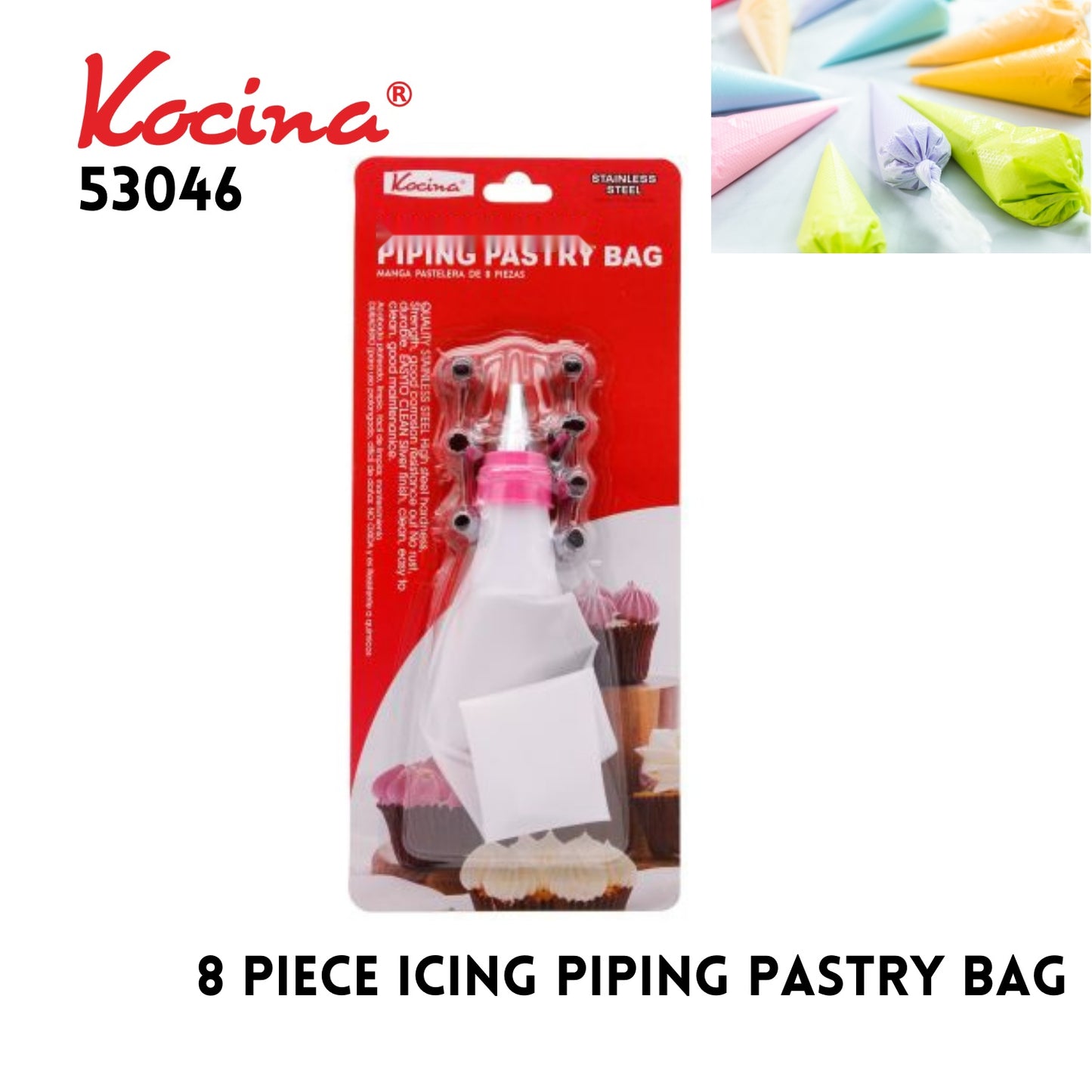 8pcs Icing Piping Pastry Bag
