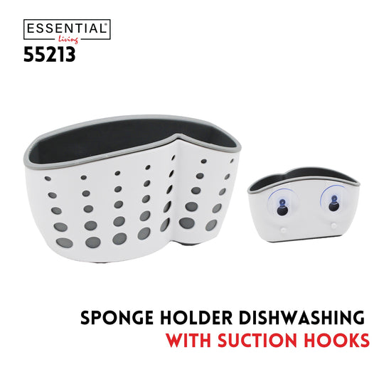 Plastic Double Layers Dishwashing Sponge Holder w/ Suction